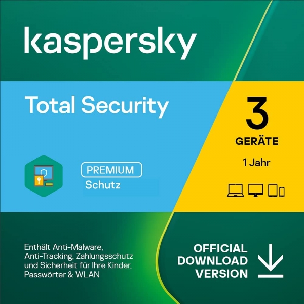 Kaspersky Total Security ESD - Aktuelle Version - 3Geräte - 1Jahr